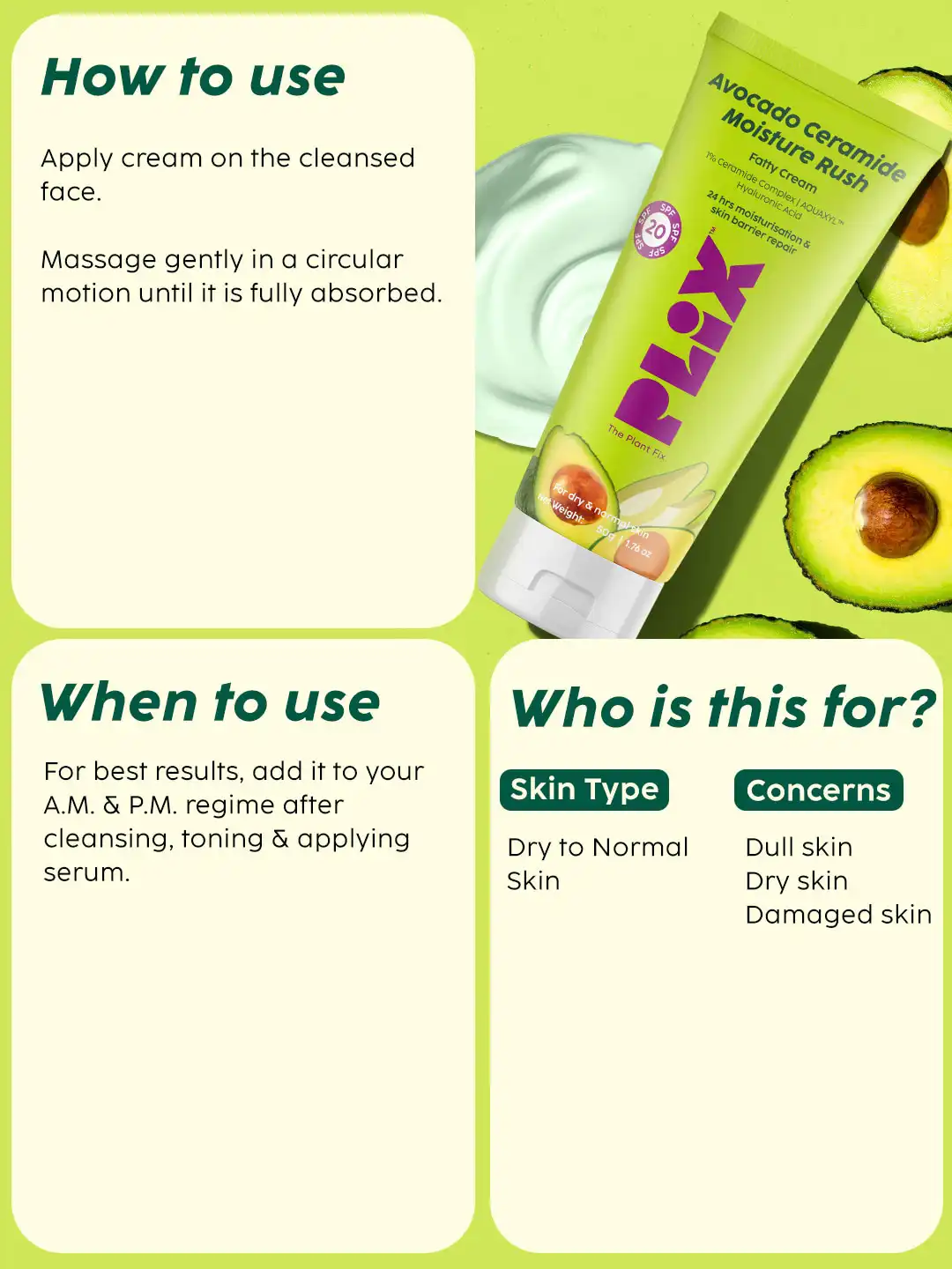 Buy PLIX THE PLANT FIX Avocado Ceramide Moisture Rush Fatty Cream