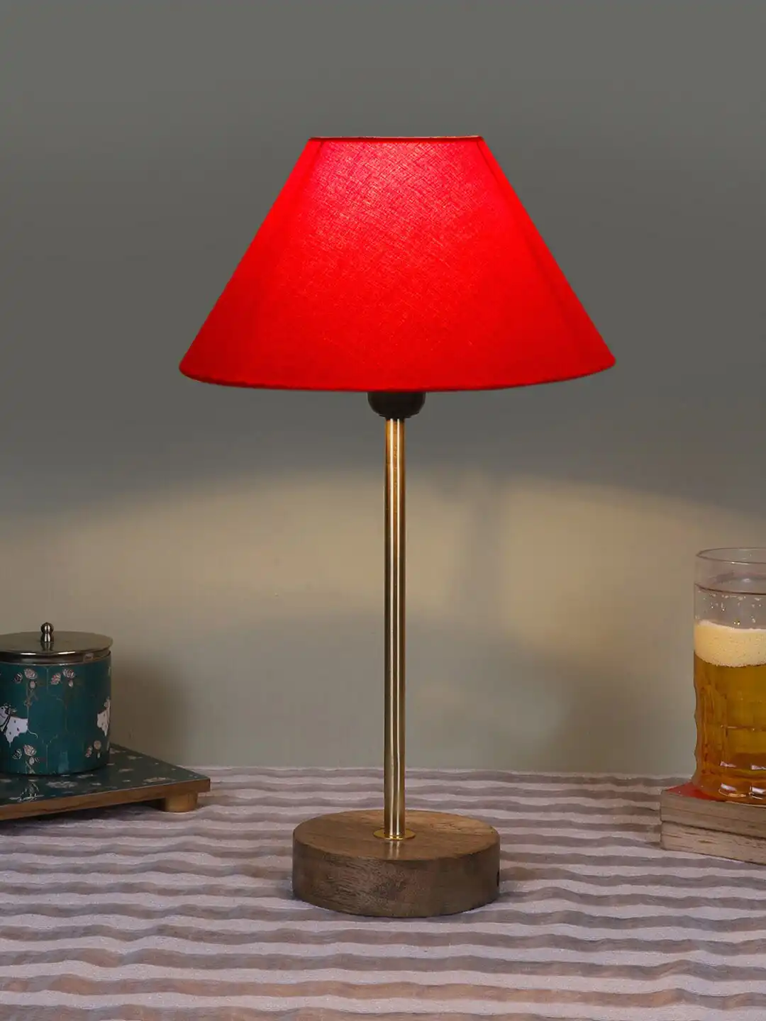 Buy Devansh Warm Yellow Wood Frustum Textured High Quality