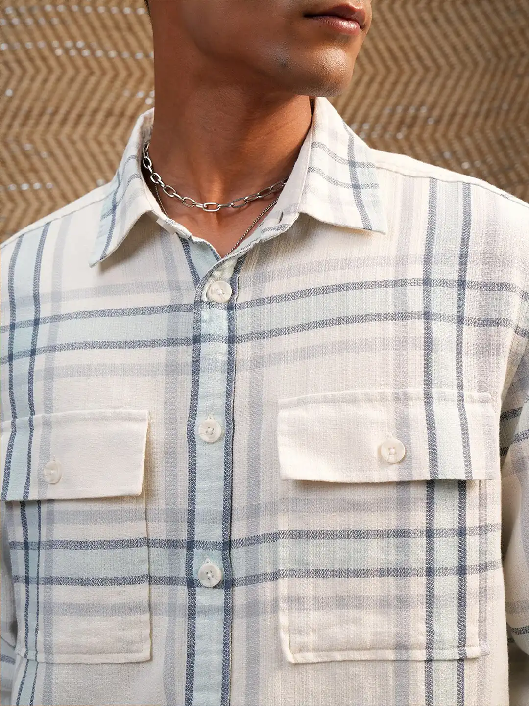 Buy Locomotive Premium Men Mocklino Dobby Textured Checked