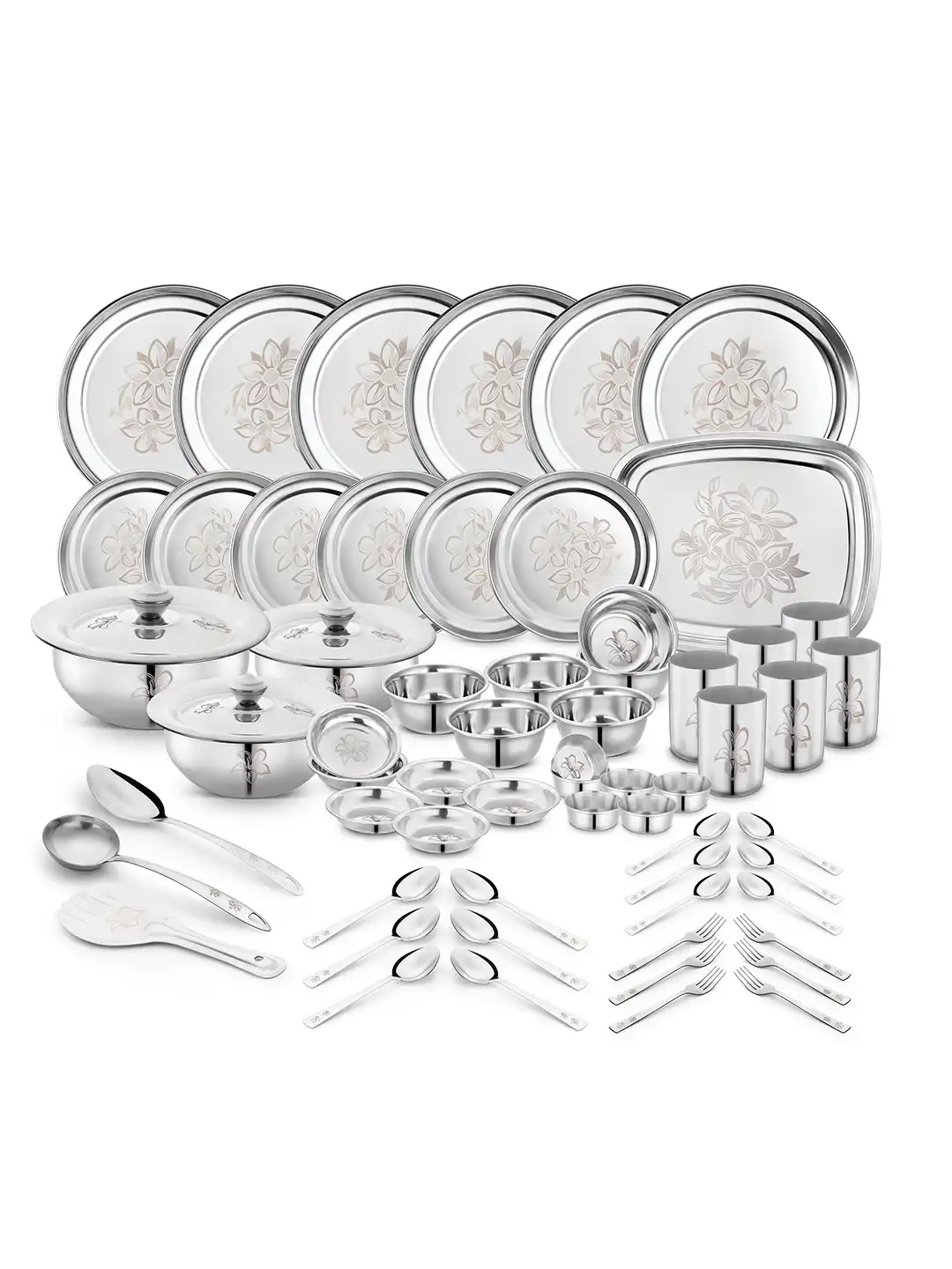 Buy Classic Essentials Glory Laser Design Silver Floral Stainless