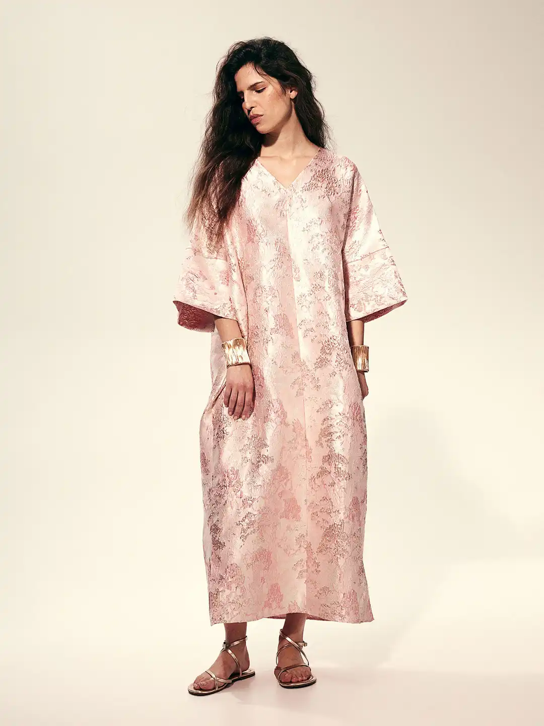 h&m pink kaftan dress Pre-owned H&m Ramadan Collection Limited Wide Cut Kaftan Dress Color Block Cerise Runs Big In Pink