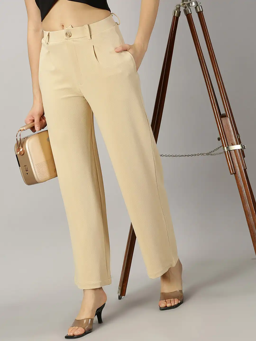 Buy AUSK Women Relaxed High-Rise Knitted Trouser - Trousers for