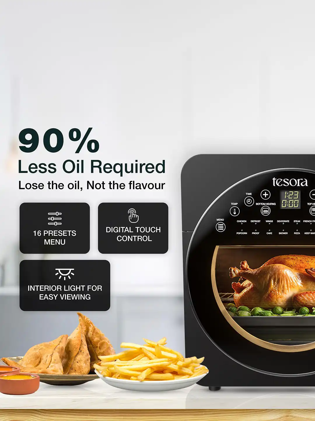 Buy Tesora Black Digital Air Fryer Oven-14.5L-1700w - Air Fryer