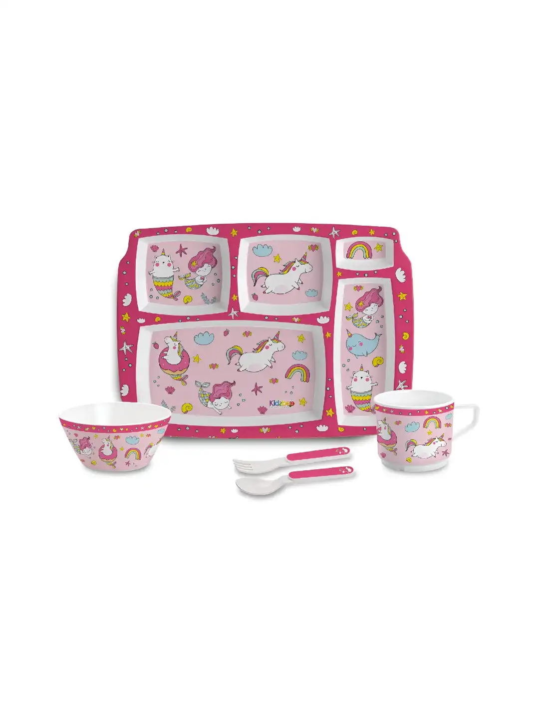 Buy Cello Kidzbee BPA Free Pentameal Pink Graphic Melamine