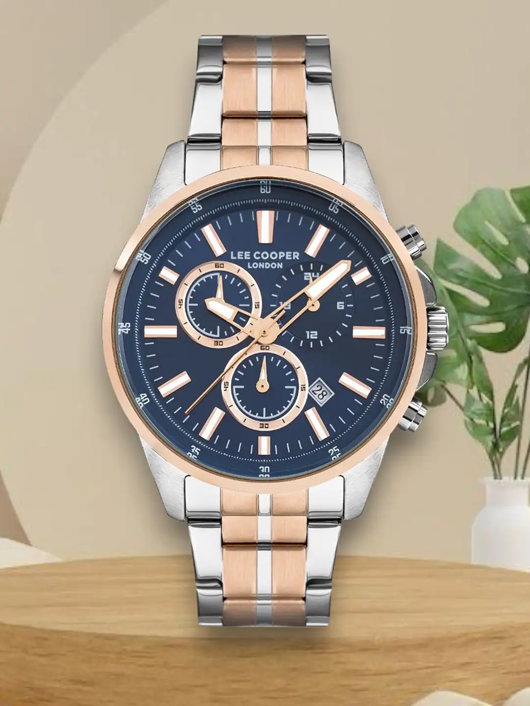 Buy Lee Cooper Men Brass Printed Dial & Stainless Steel Analogue