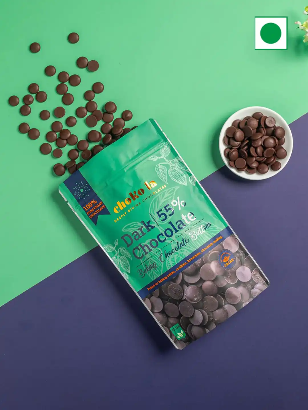 Buy choko la 55% Dark Chocolate Baking Buttons- 250 G - Chocolates