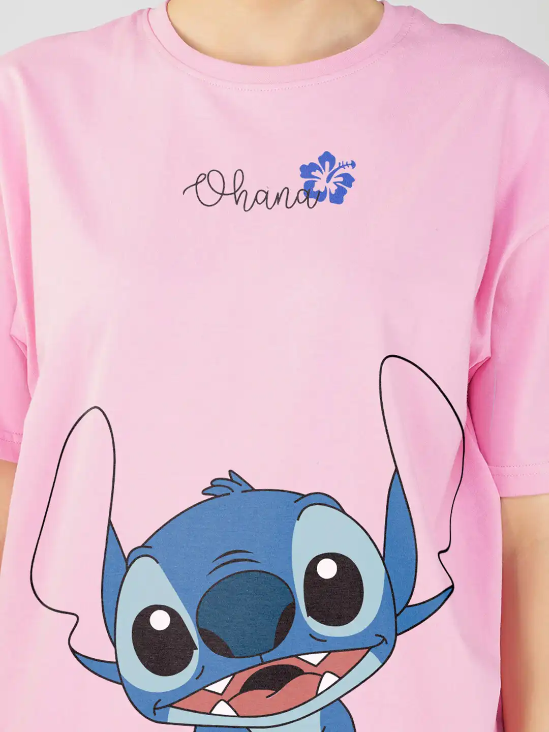 Buy Crazymonk Lilo & Stitch Printed Drop-Shoulder Sleeves