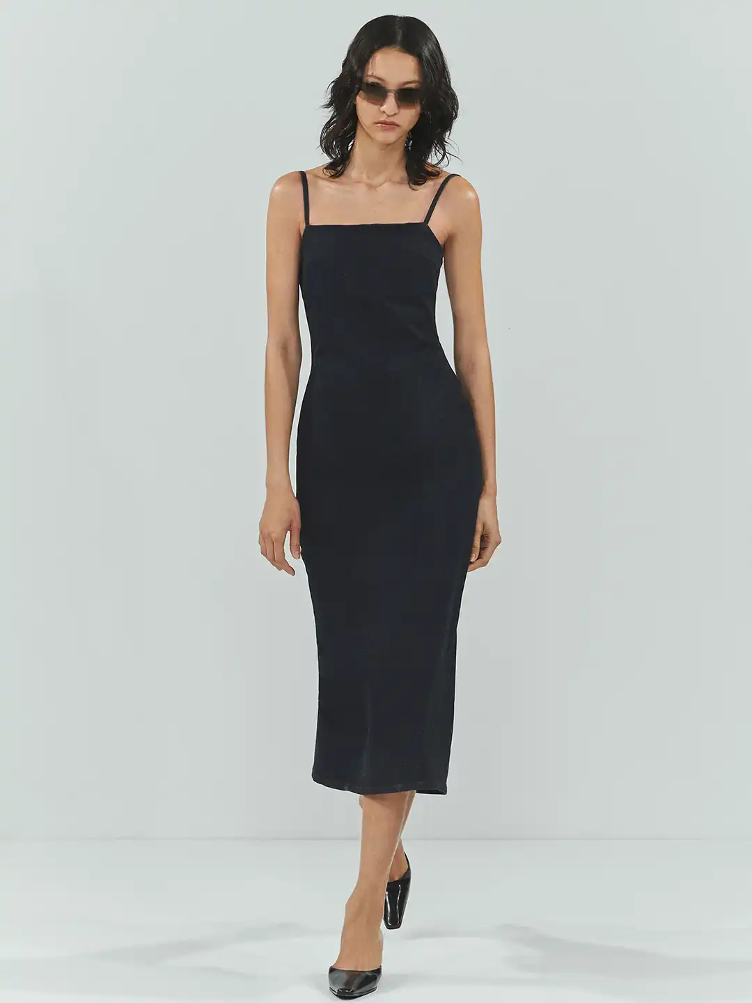 mango denim midi dress Draped denim dress - Women