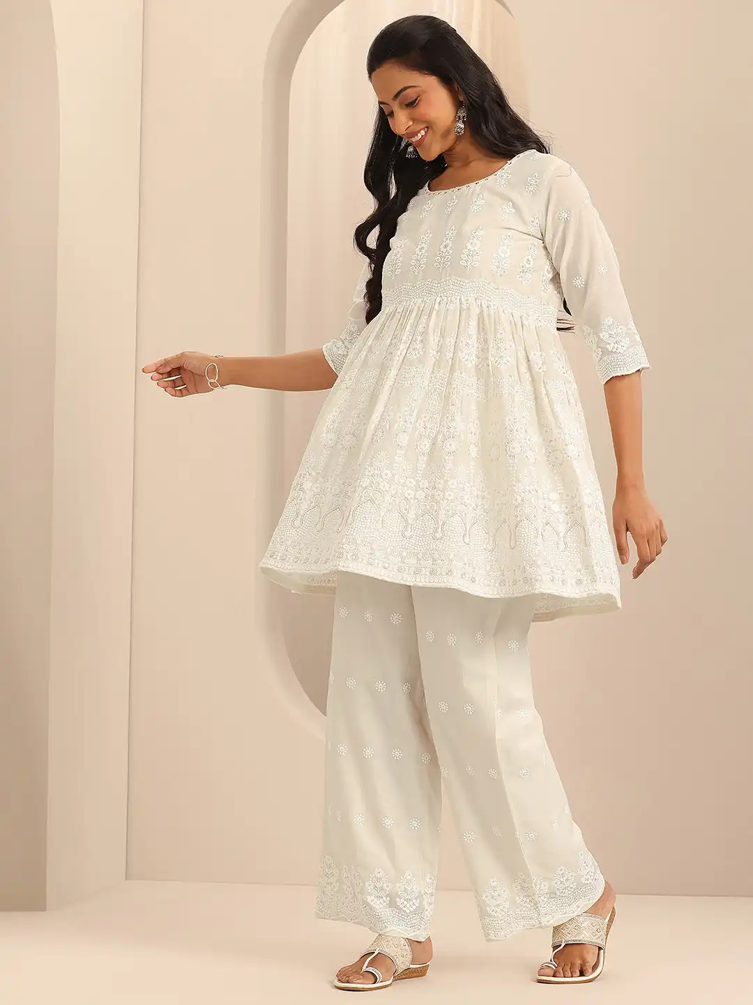 Buy Gerua By Libas Cotton Embroidered Round neck Tunic Top and