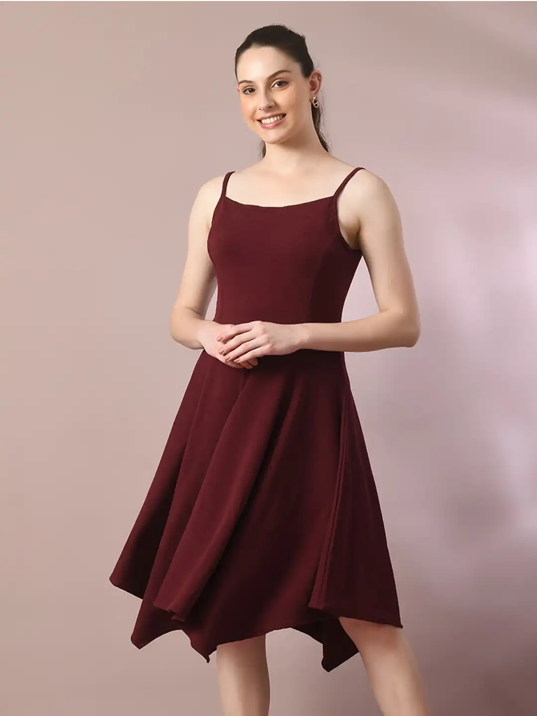 Buy DressBerry Maroon Shoulder Straps Knee Length Flared Fit & Flare Dress - Dresses for Women 28584616 | Myntra Buy DressBerry Maroon Shoulder Straps Knee Length Flared Fit & Flare Dress - Dresses for Women 28584616 | Myntra