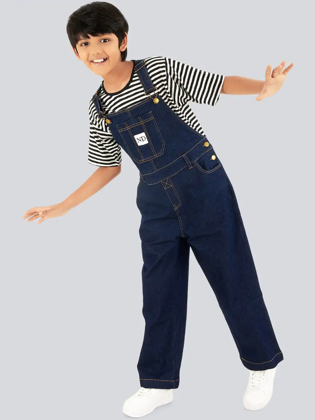 Buy Olele Boys Bio-Washed Raw Cotton Denim Dungaree - Dungarees