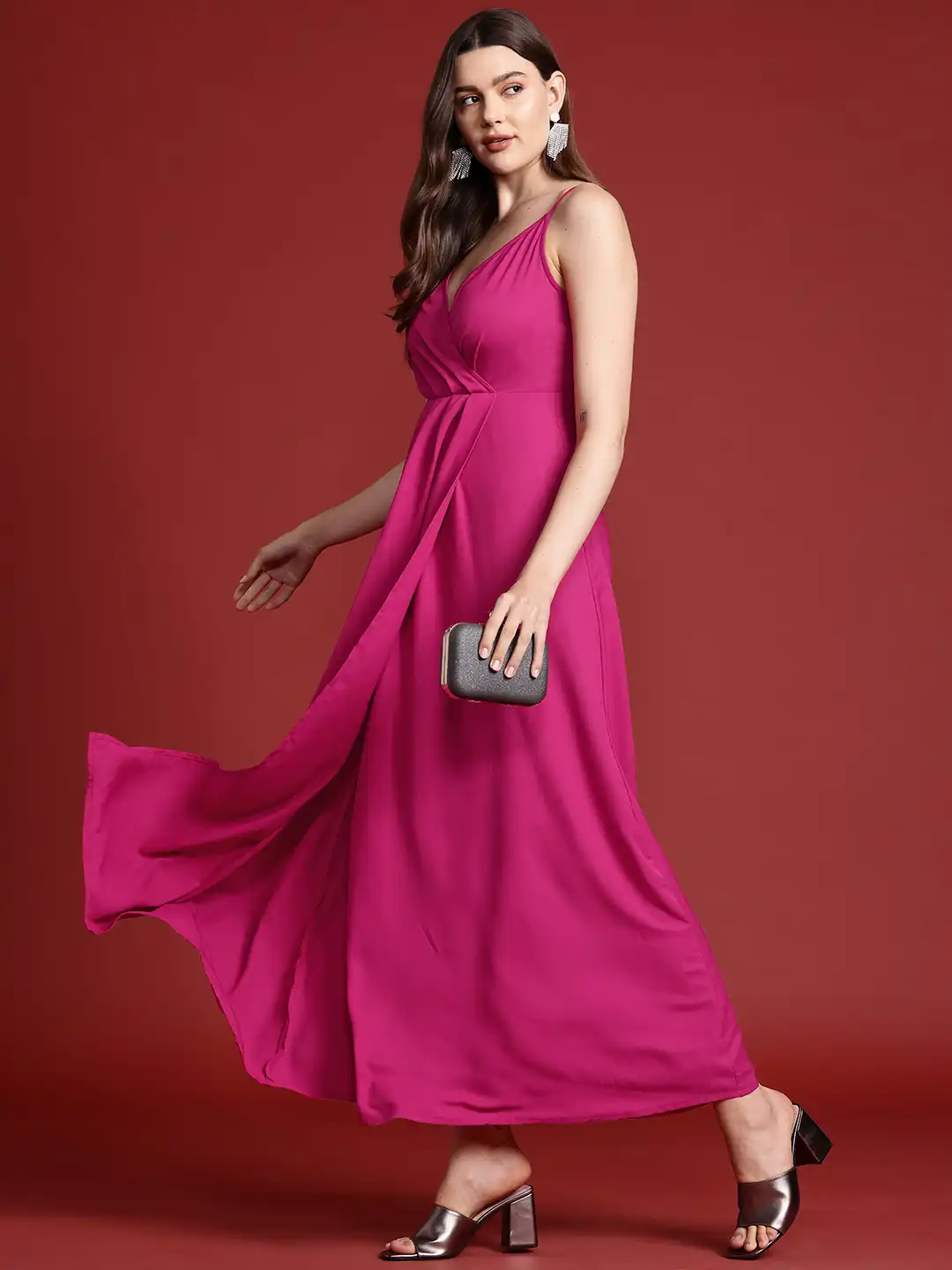 a line dress myntra Soft Organza Plunging Neckline A-Line Gown by Andrea and Leo A1465 main image 1