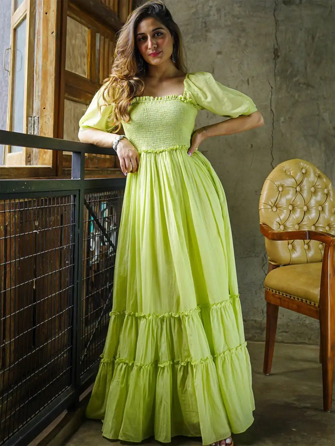 Buy Ziva Fashion Square Neck Puff Sleeves Maxi Dress - Dresses for Women  28619450 | Myntra