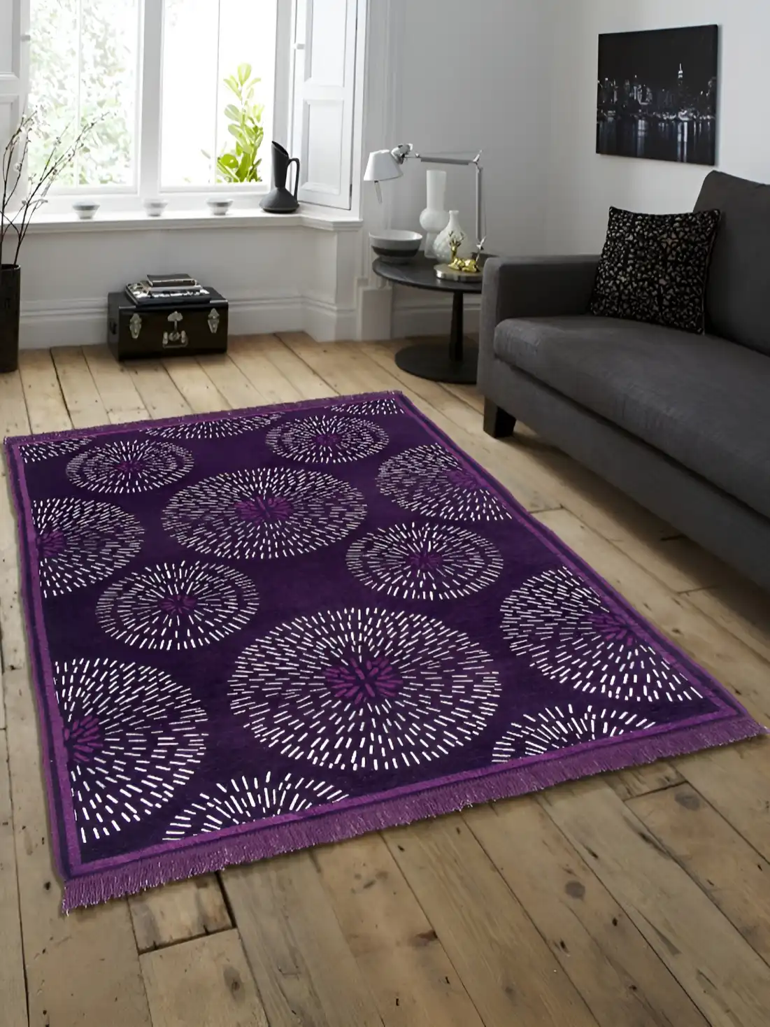 Buy ZESTURE Lavender Ethnic Motifs Regular Carpet - Carpets for