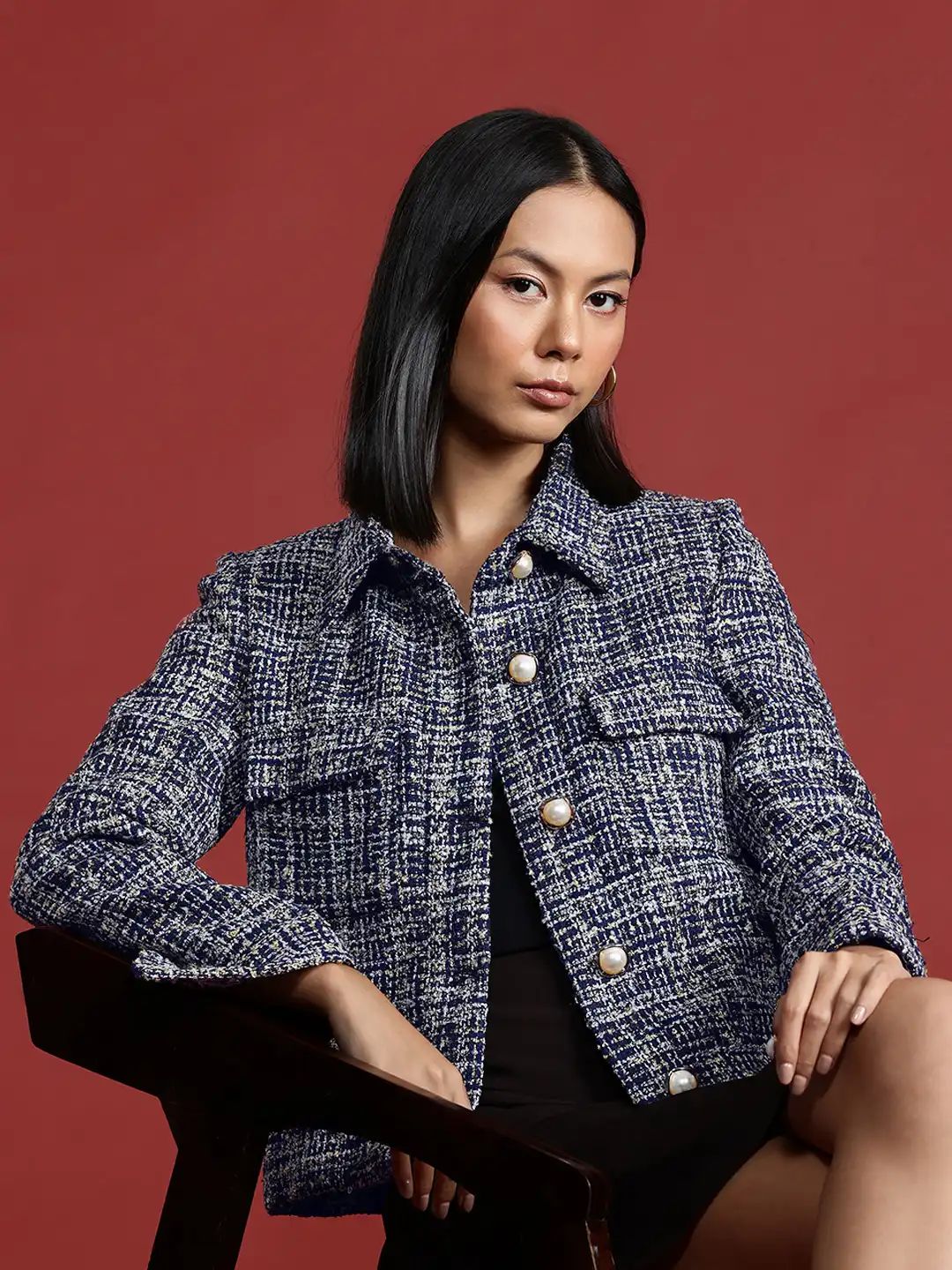 Buy all about you Self Design Tweed Tailored Jacket - Jackets for