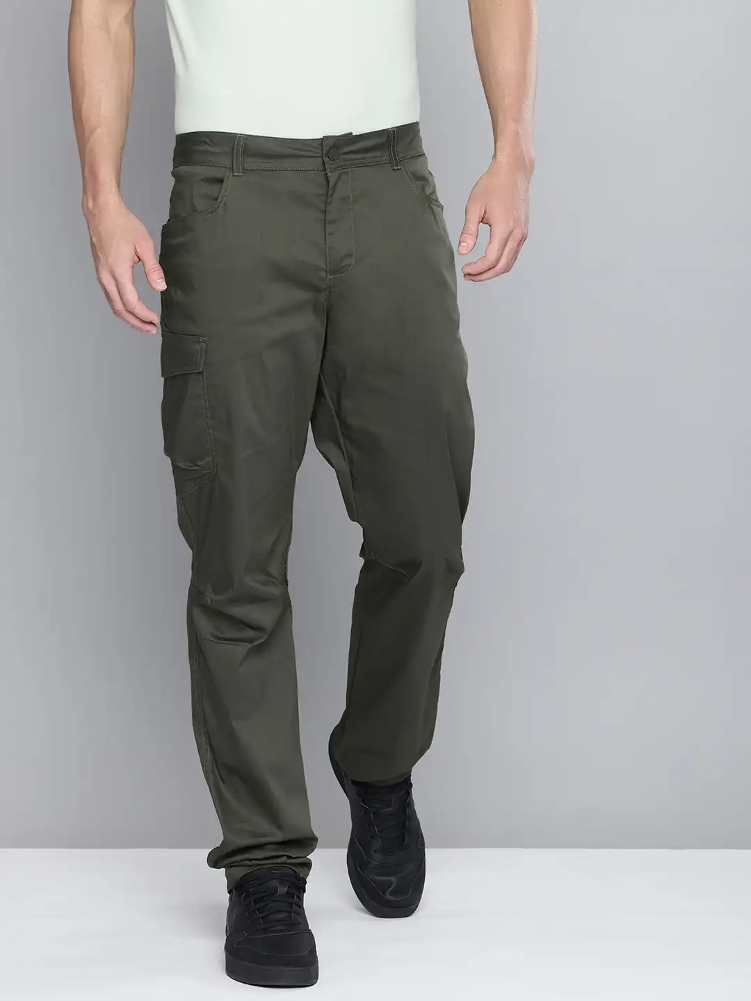 Buy Decathlon QUECHUA - Men Olive Slim Fit Organic Cotton Hiking