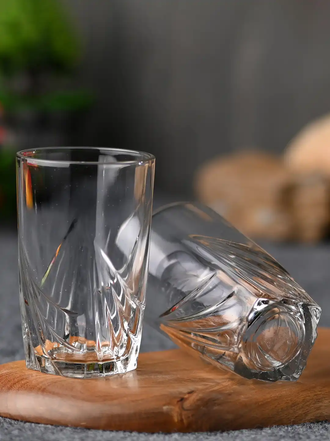 Buy 1ST TIME Transparent 2Pcs Textured Glass Dishwasher Safe Water Glasses 150ml Each - Water Glass for Unisex 29113052
