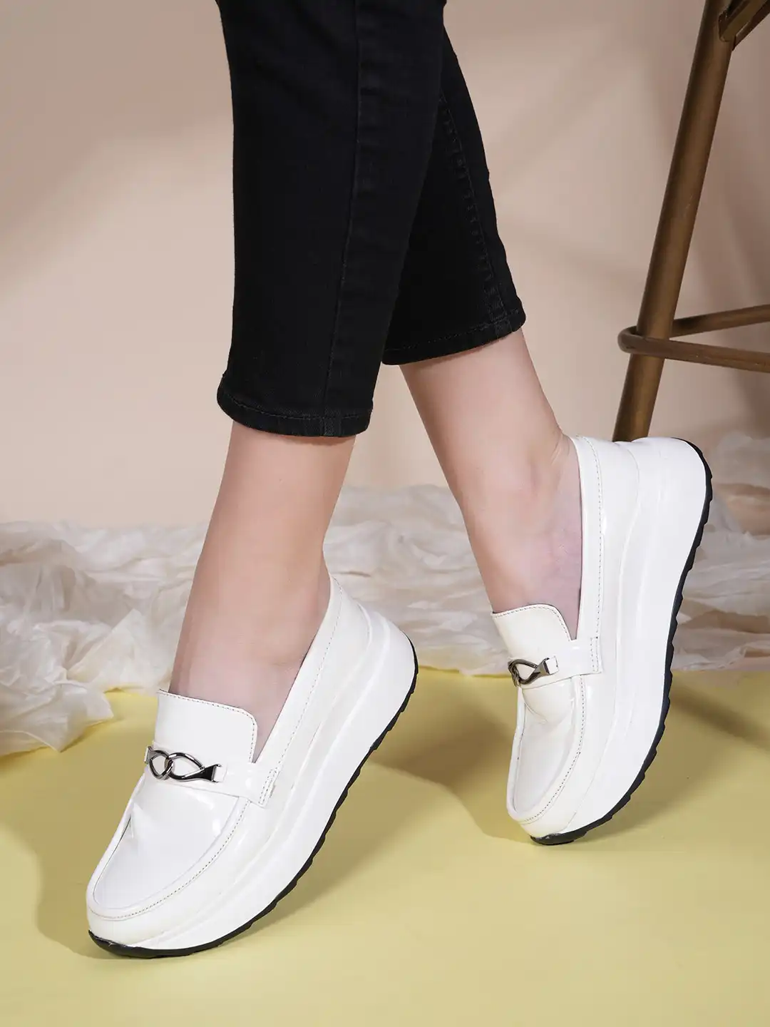 Buy The Roadster Lifestyle Co. Women White Round Toe Slip-On