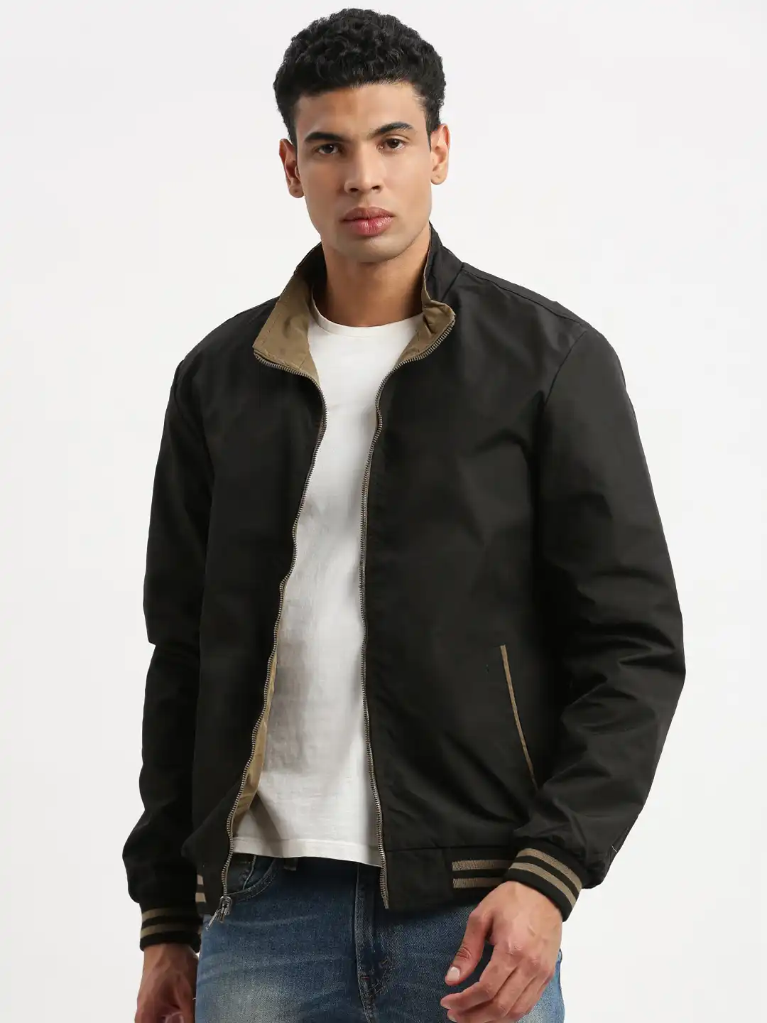 Buy SHOWOFFFF Mock Collar Reversible Windcheater Bomber Jacket