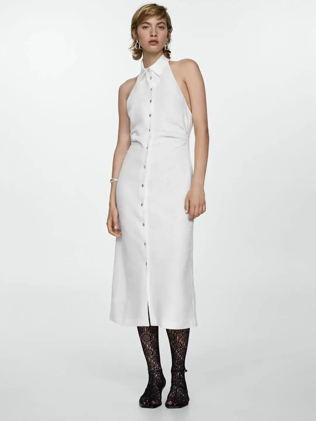 Buy MANGO Halter Neck Linen Shirt Dress - Dresses for Women 29475846 |  Myntra