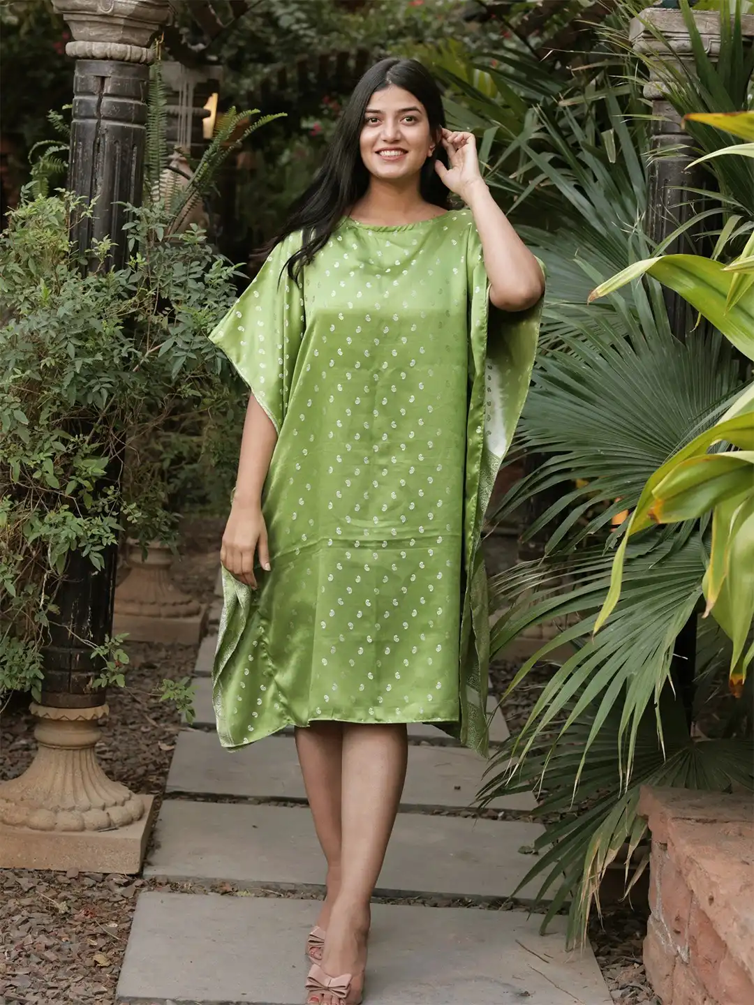 Buy Exotic India Vintage Pure Silk Leaf Green Short Box Kaftan - Dresses for Women 29578260 | Myntra Buy Exotic India Vintage Pure Silk Leaf Green Short Box Kaftan - Dresses for Women 29578260 | Myntra