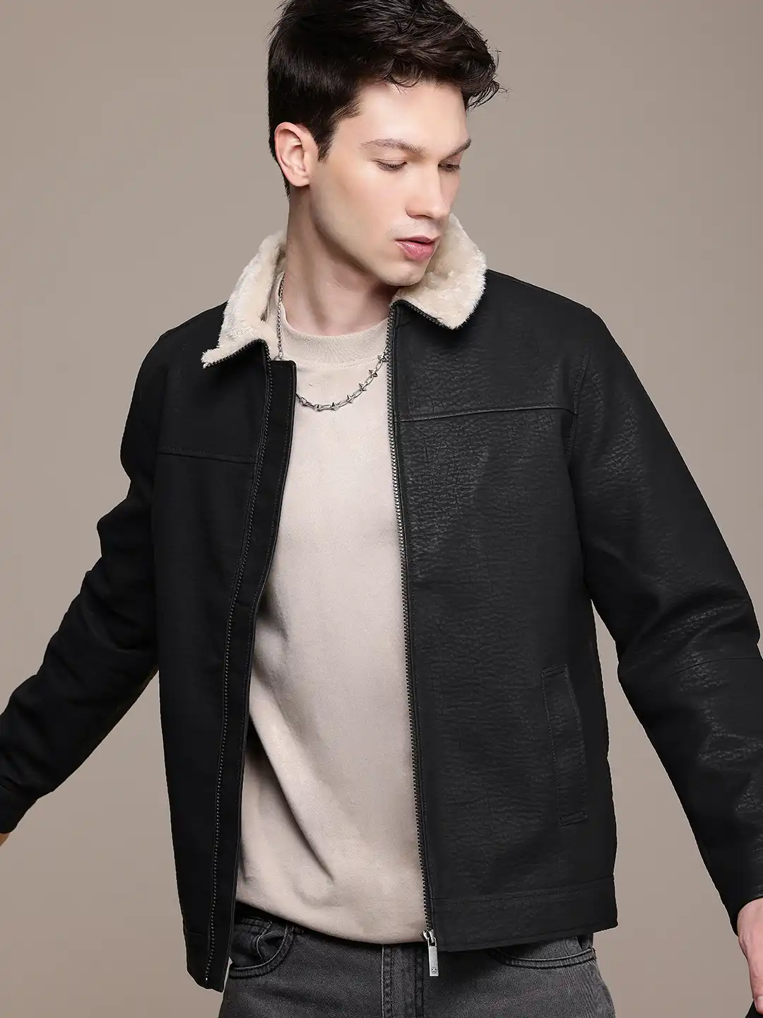 ジャケット・アウター Volume Collar Blouson agawd Buy Men Solid Black Casual Jacket Online at The Collective - 588232