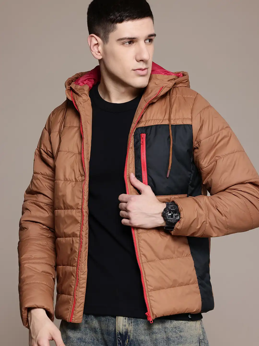 Buy The Roadster Lifestyle Co. Zip Detail Hooded Padded Jacket
