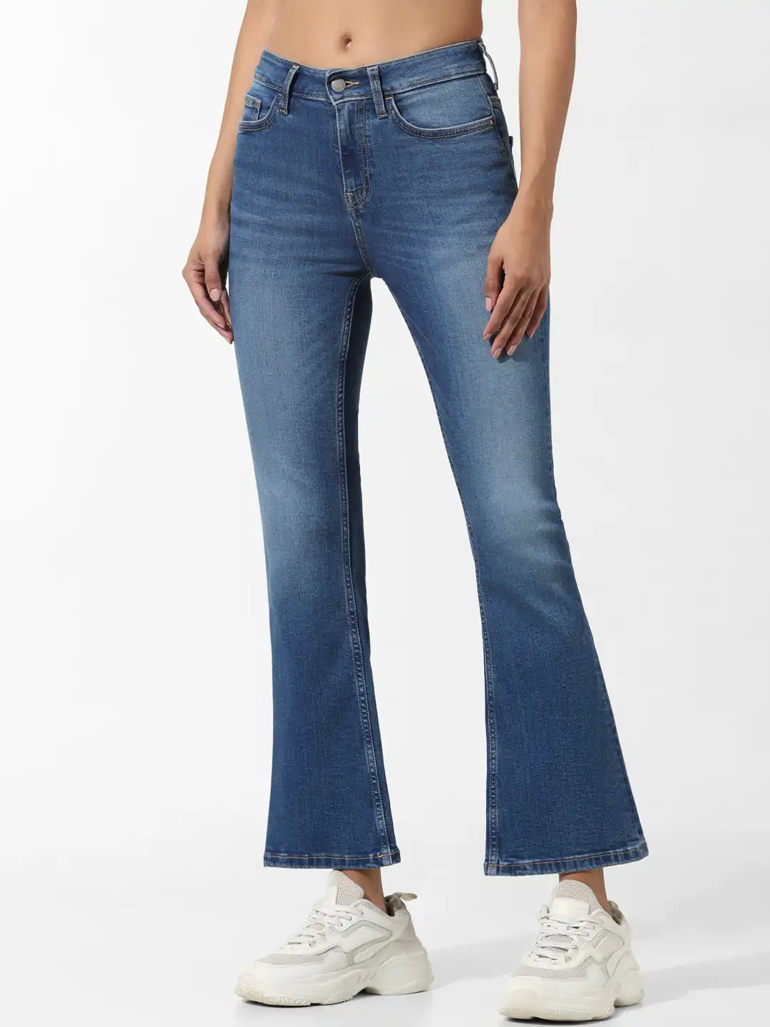 Buy ONLY ONLYETI FLORA MW Women Flared Mid Rise Clean Look Heavy