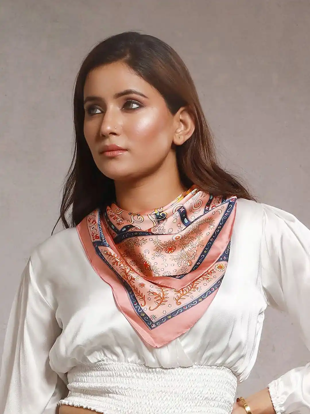 Buy CrossKulture Floral Printed Satin Scarf - Scarves for Women
