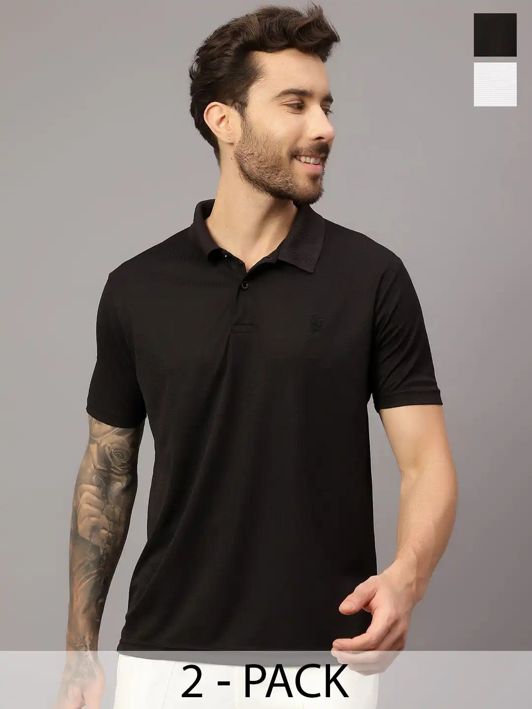 Buy Trenz Pack Of 2 Self Design Polo Collar T-shirts - Tshirts for