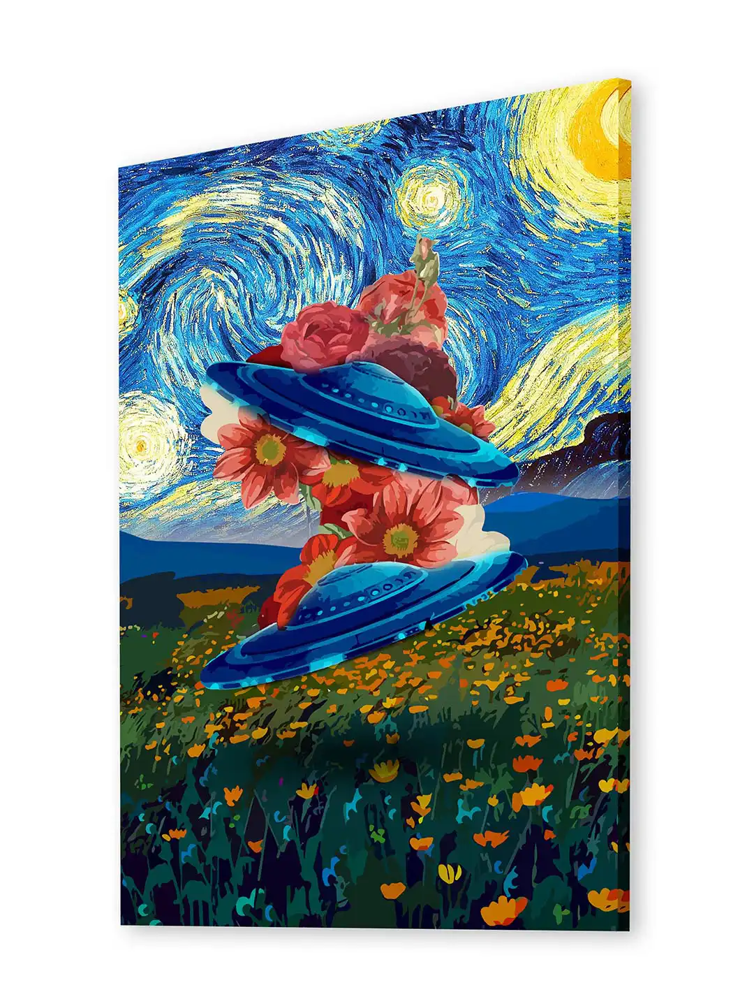 Buy Art Street Flying UFO Canvas Wall Rectangle Paintings Wall Art
