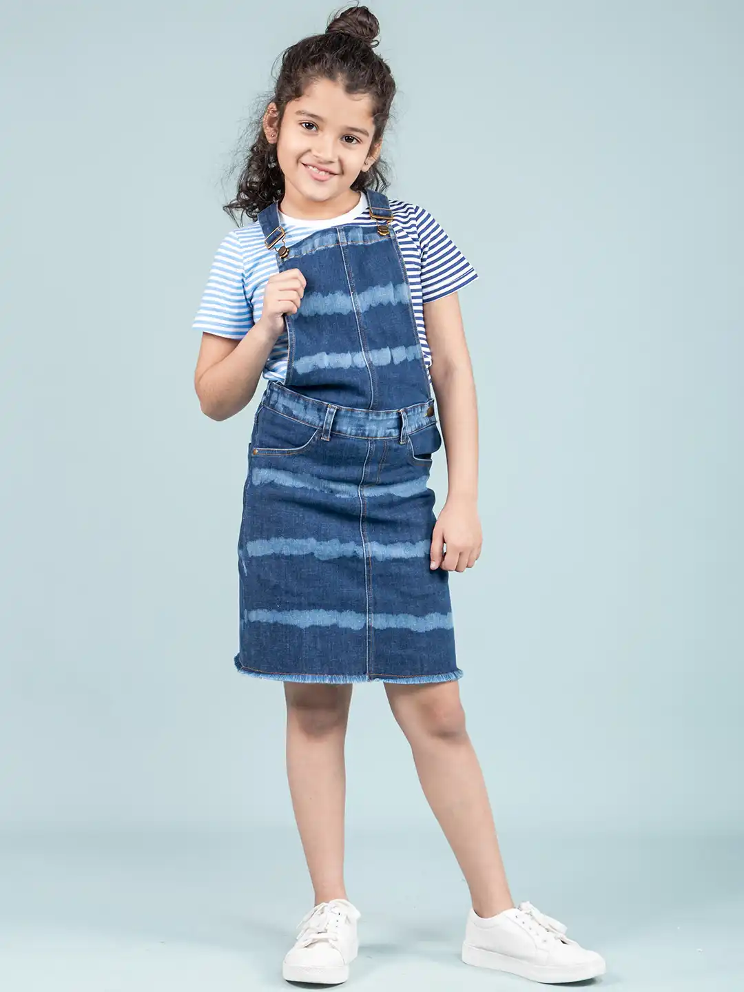 Buy TWEENY MINI Girls Denim Pinafore Dress with Short Sleeves T