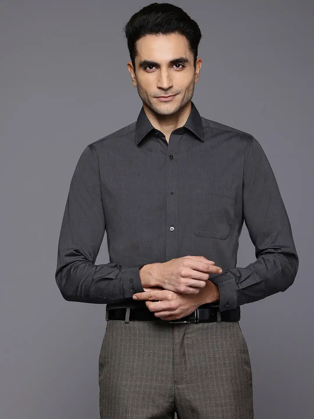 raymond dress shirts Raymond Men Blue Contemporary Fit Solid Casual Shirt MyRaymond