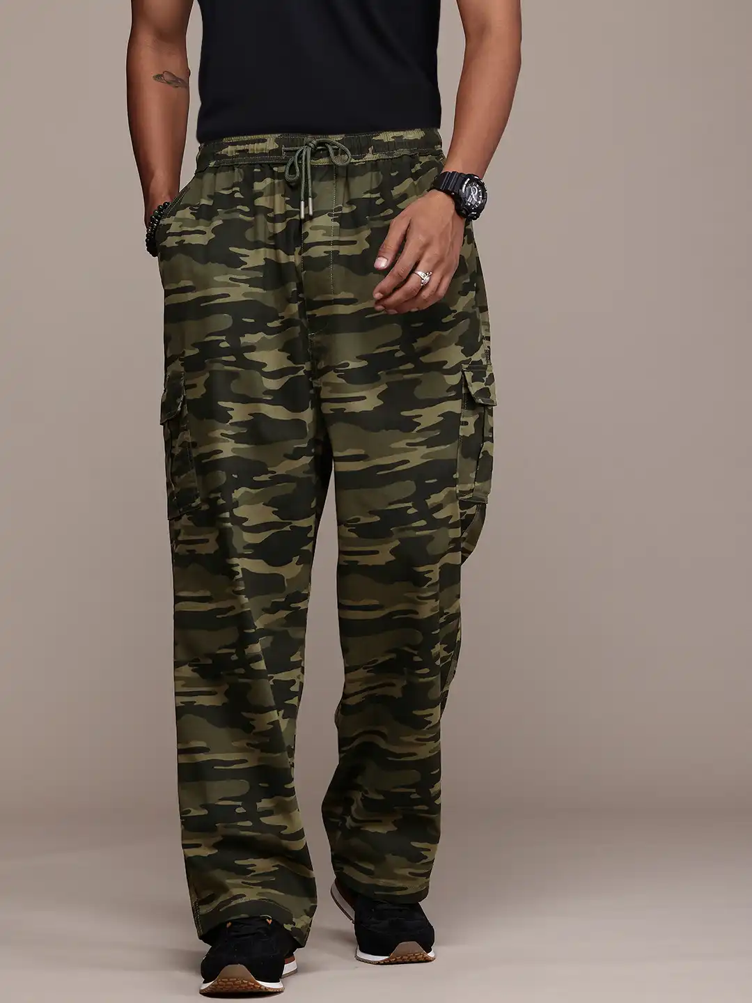Buy The Roadster Life Co. Men Camouflage Printed Wide Leg Baggy