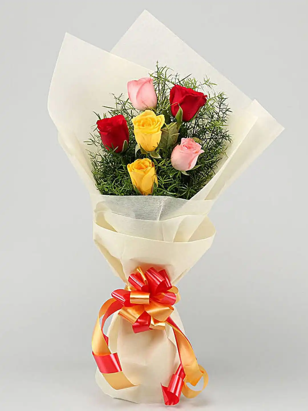 Buy fnp Red & Yellow 6 Pieces Love Roses Fresh Flowers Bouquet