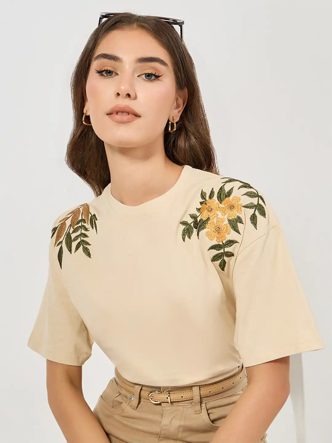 トップス Flower Embroidery Over Shirt 57f88dc2-d74a-47f8-88d2-