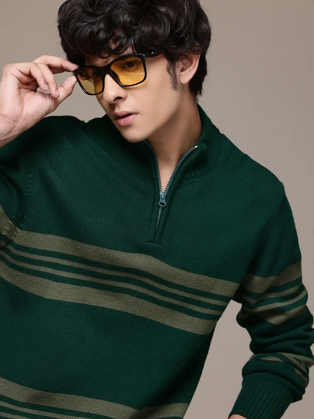 Buy The Roadster Lifestyle Co. Men Striped Acrylic Pullover