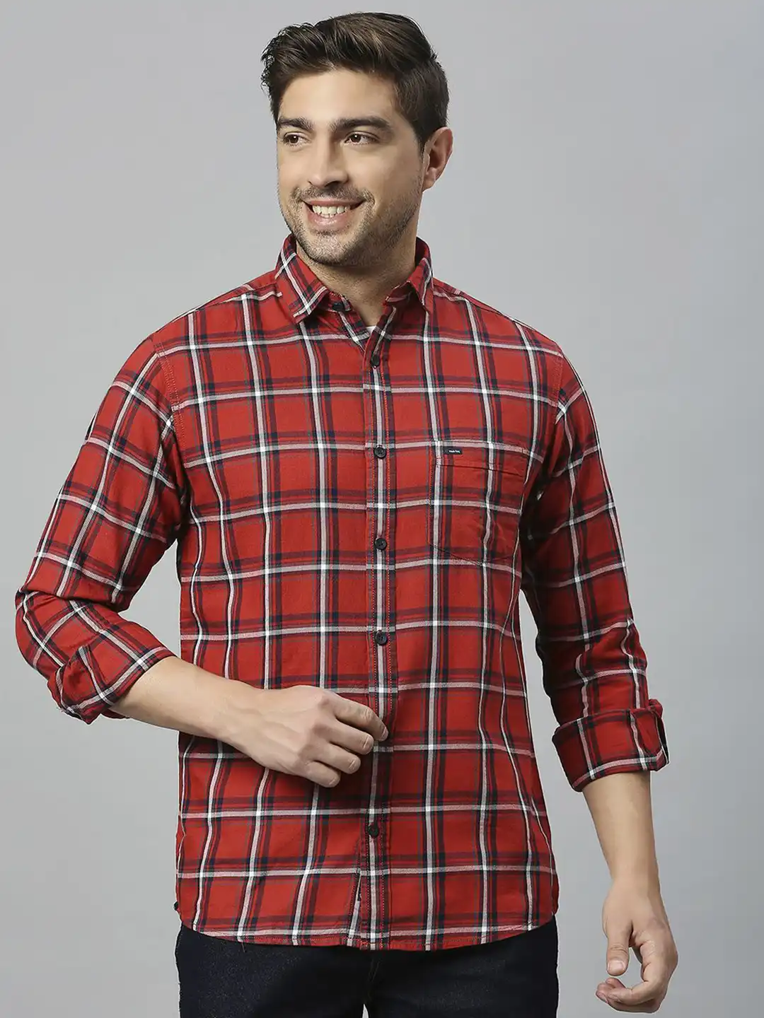 Buy Klub Fox Men Slim Fit Tartan Checks Opaque Checked Casual