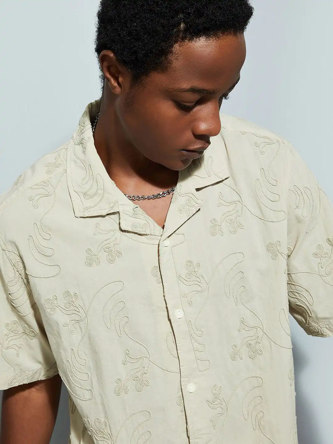 Buy max URB_N Men Oversized Embroidered Resort Shirt - Shirts for