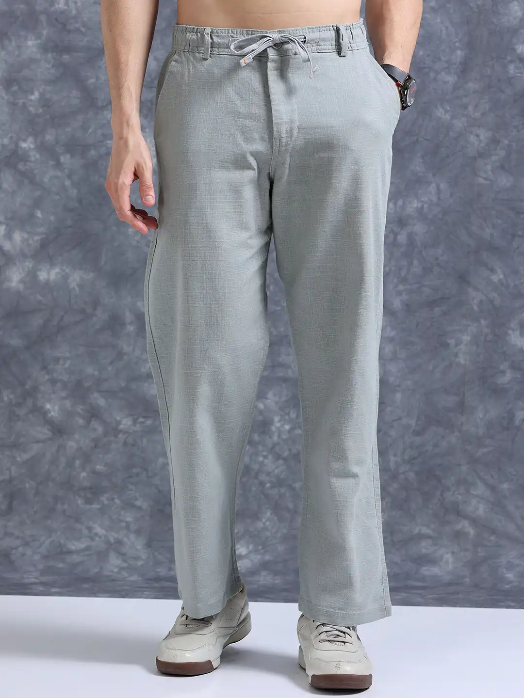 Buy The Roadster Lifestyle Co Linen Relaxed-Fit Regular Trousers