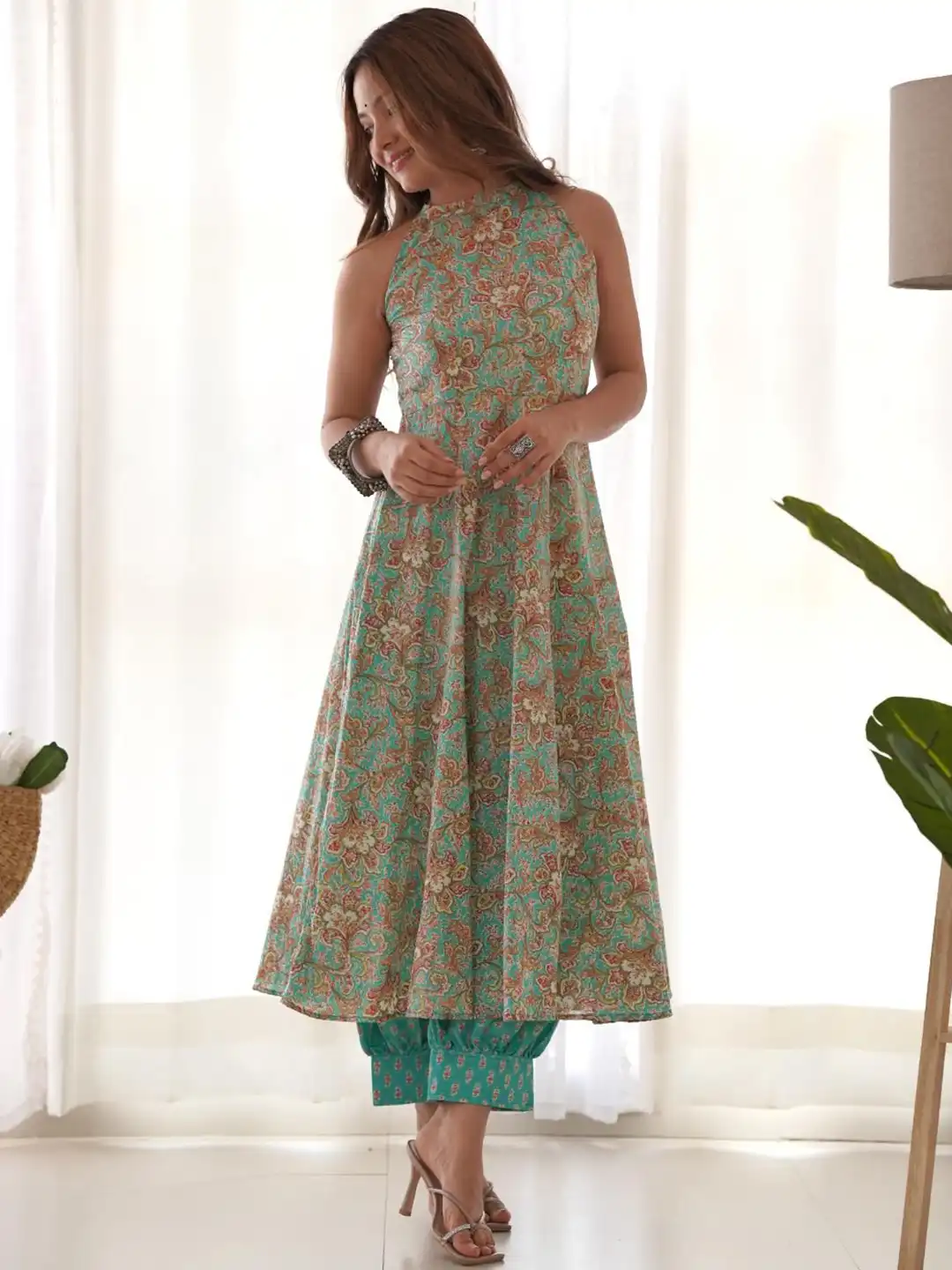 Buy Rangpur Halter Neck Floral Printed Regular Pure Cotton Anarkali Kurta with Salwar - Kurta Sets for Women 30076194 | Myntra Buy Rangpur Halter Neck Floral Printed Regular Pure Cotton Anarkali Kurta with Salwar - Kurta Sets for Women 30076194 | Myntra