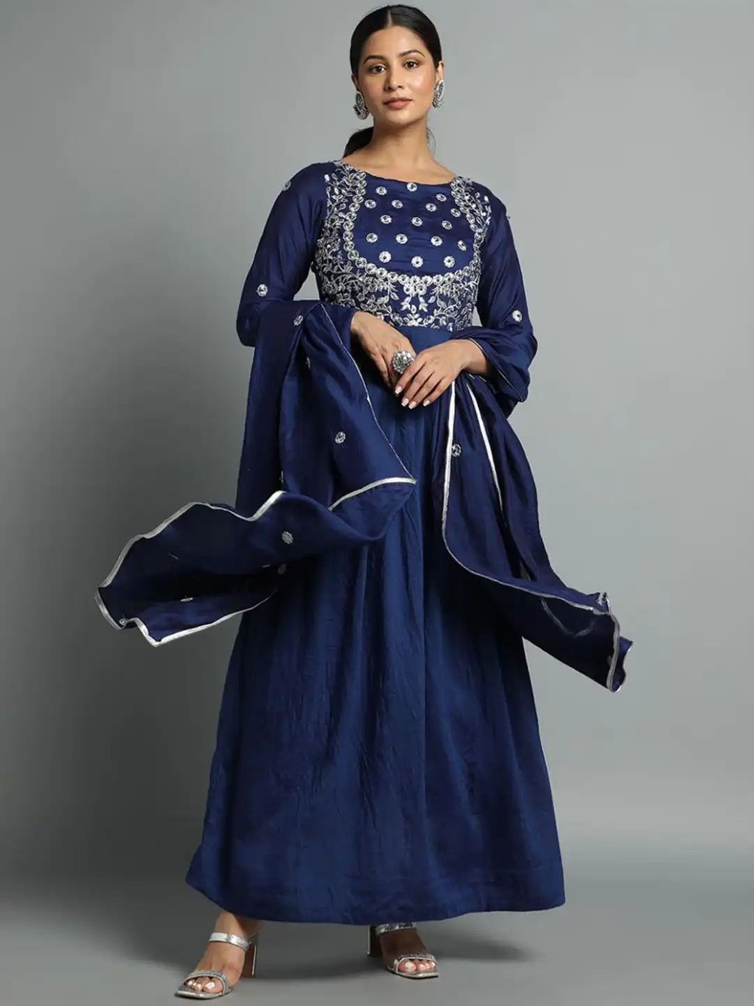 cotton dresses with dupatta women Buy KALINI Embroidered Cotton Gown Ethnic Dress With Dupatta - Ethnic  Dresses for Women 30085090