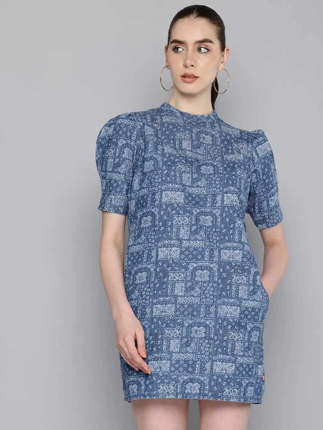 jeans dress levis Buy Women's Paisley Blue Band Neck Mini Denim - Dresses for Women 30099058 to staple women_sewing_pattern The Latest Trends in Color:Cappuccino levis denim dress