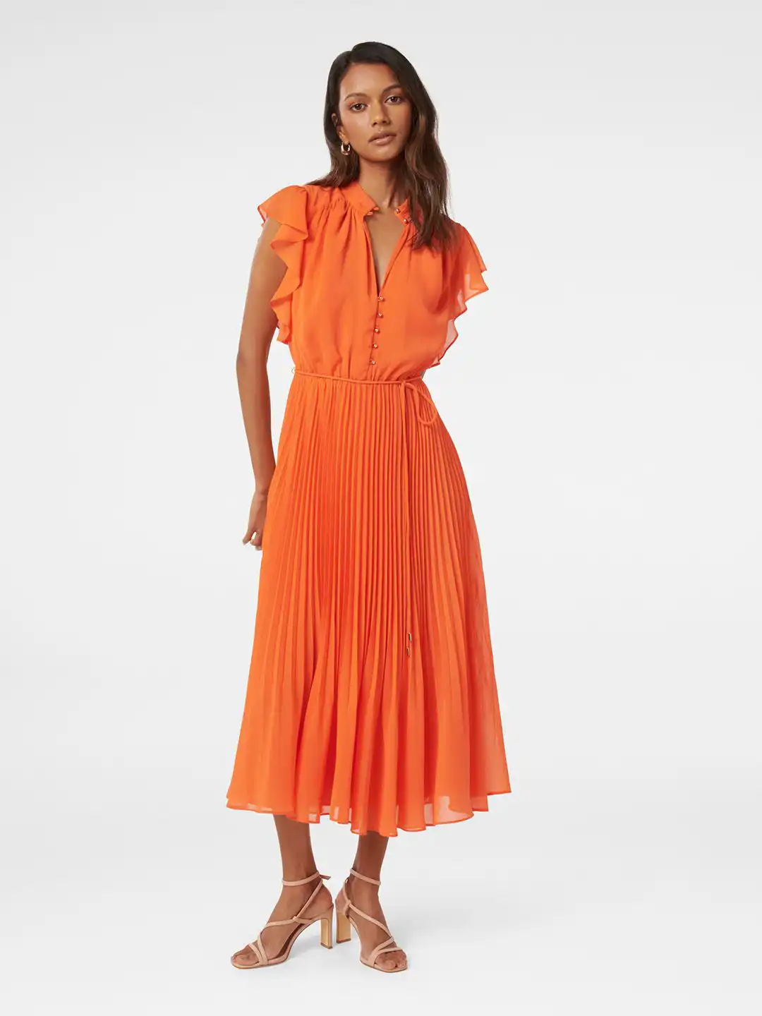 Buy Forever New Women Tie-Up Neck Flutter Sleeve Fit & Flare Midi Dress -  Dresses for Women 30099106 | Myntra