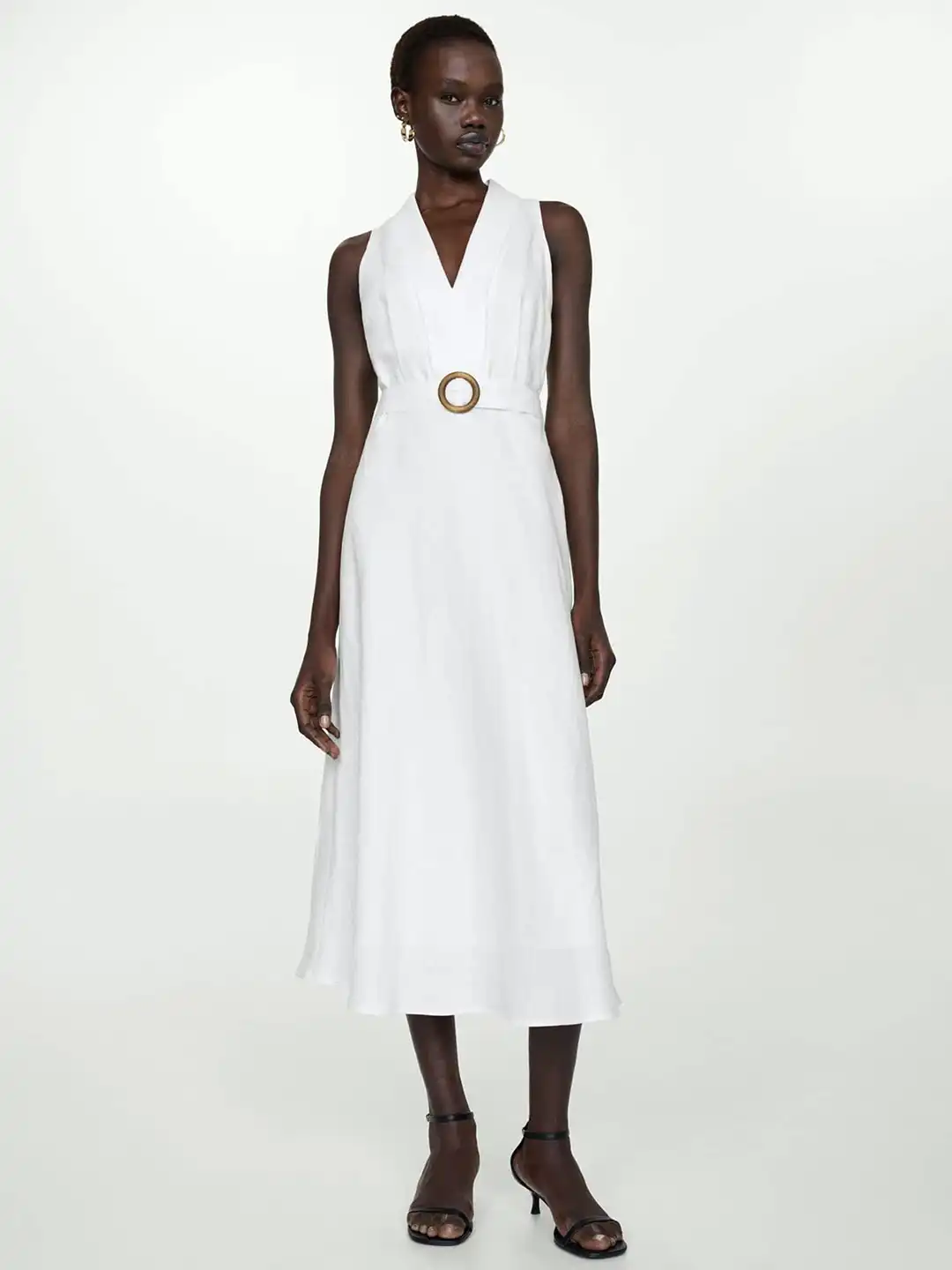 Buy MANGO Linen A-Line Midi Dress with Belt - Dresses for Women 30108559 |  Myntra