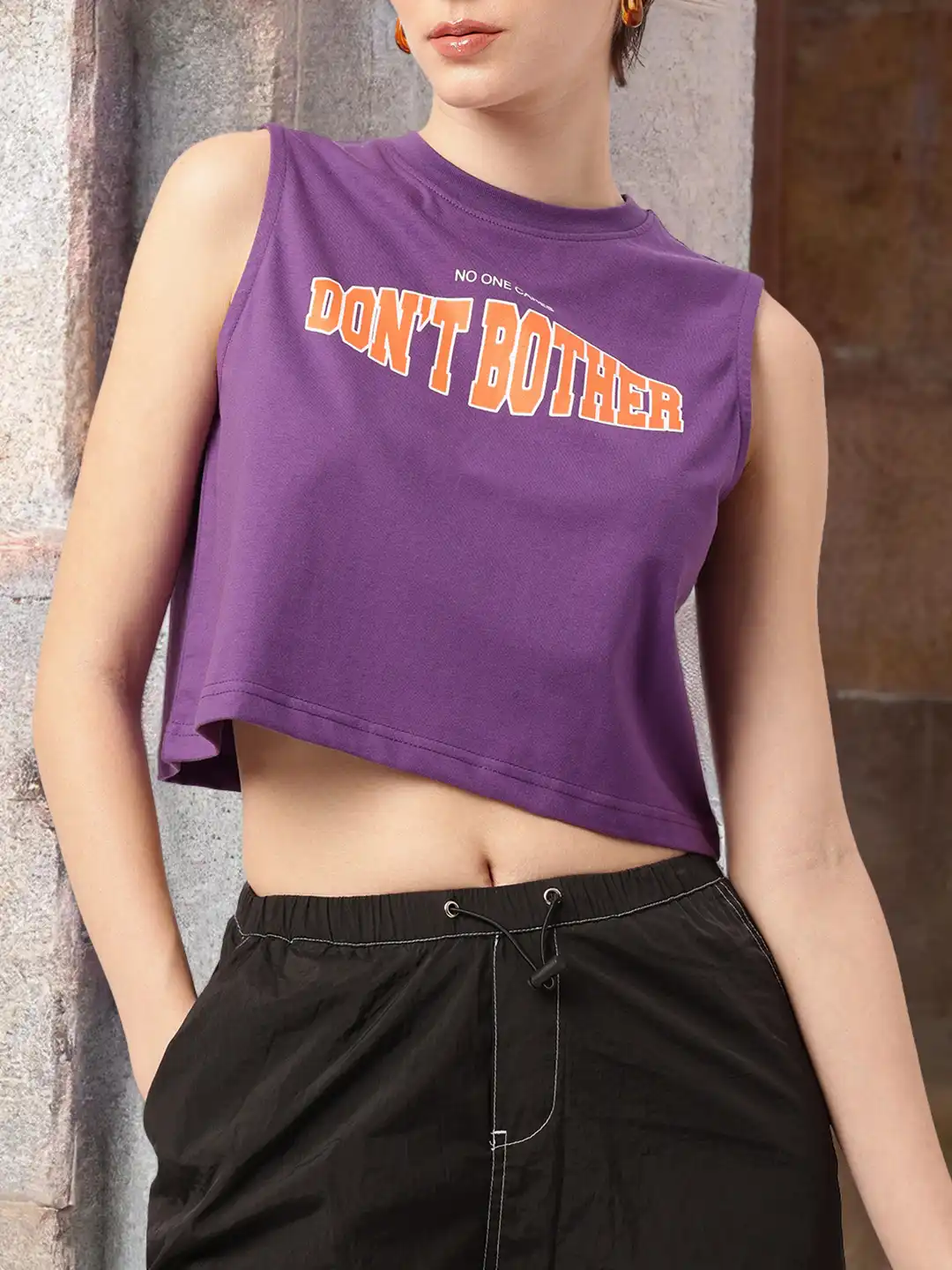 Buy DressBerry X fwd Printed Sleeveless Crop T-Shirt - Tshirts for