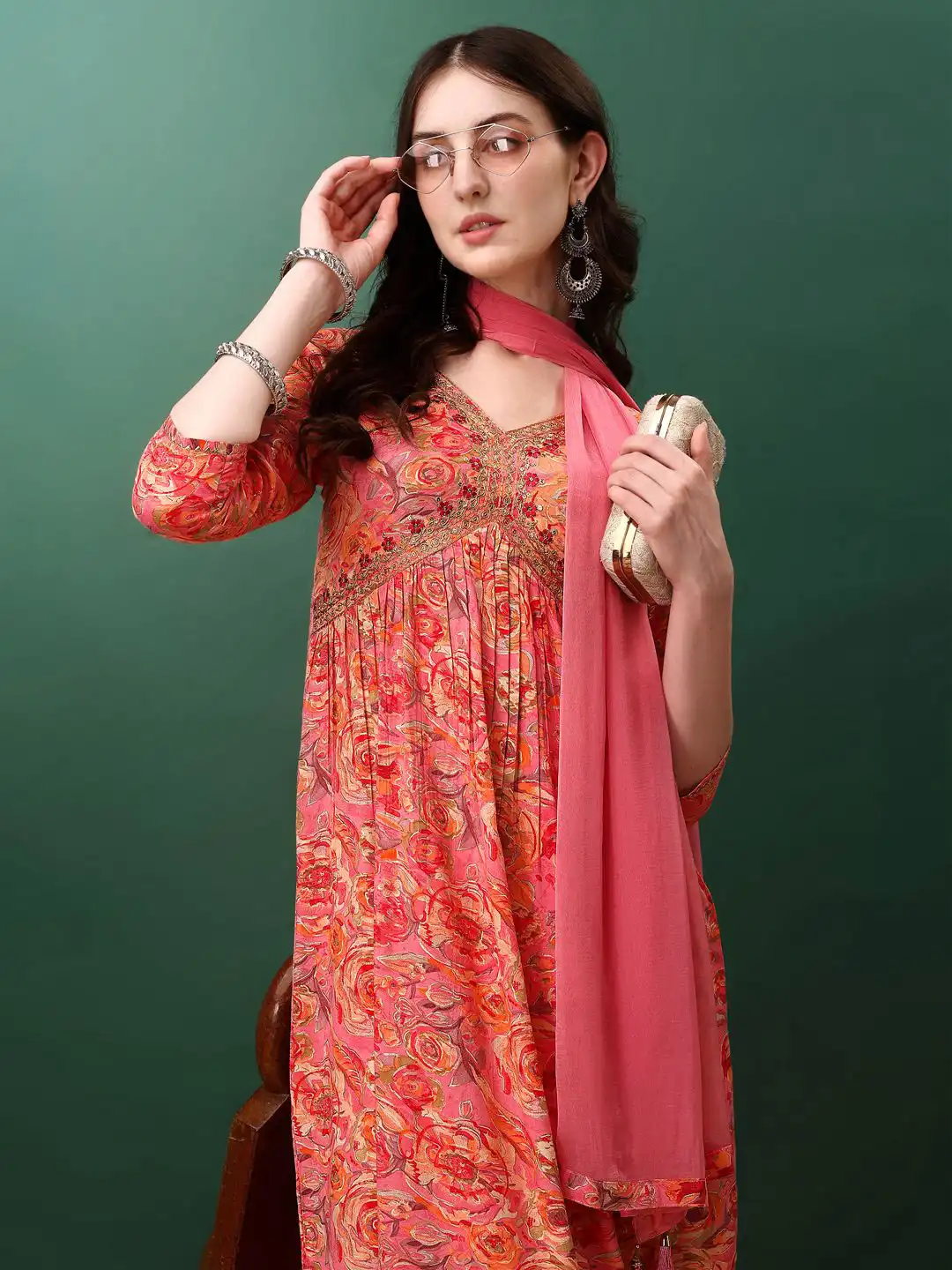 alia cut dress myntra Buy KALINI Floral Embroidered Alia Cut Kurta with Trousers & Dupatta - Kurta Sets for Women 30142631