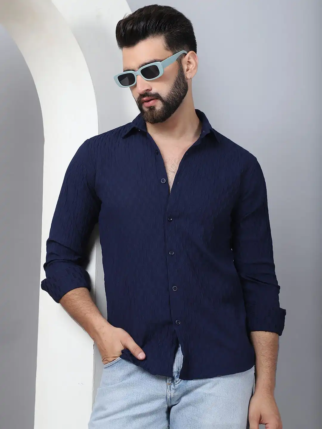 Buy Indian Needle Men Classic Woven Design Casual Shirt - Shirts for Men  30151299 | Myntra