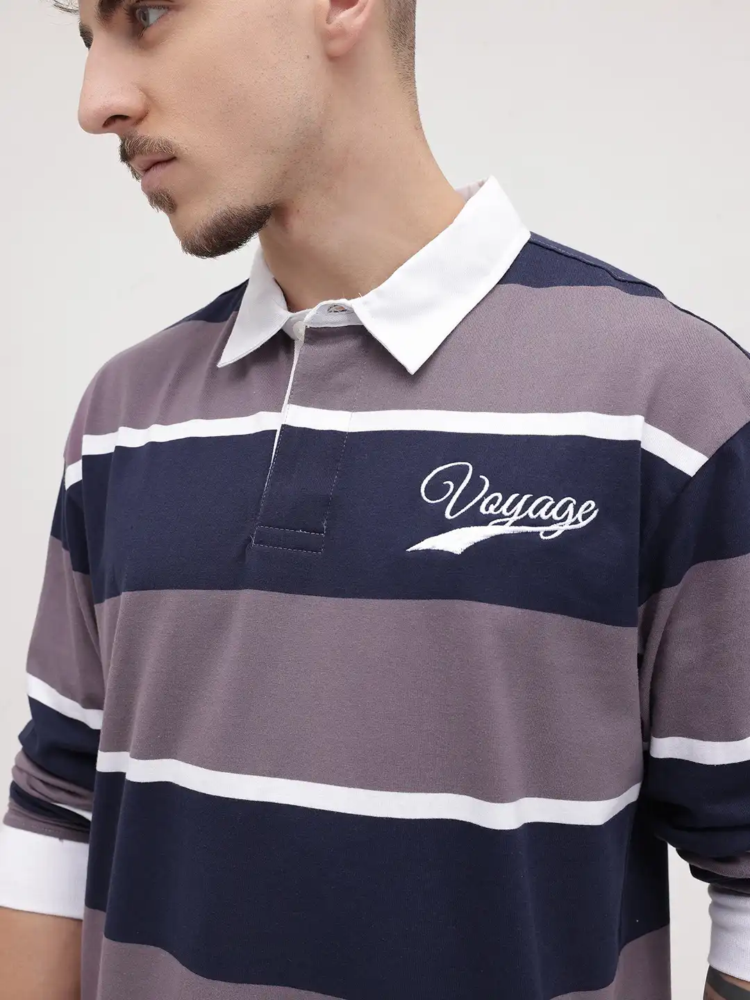 Buy The Roadster Life Co. Striped Polo Collar T-shirt - Tshirts