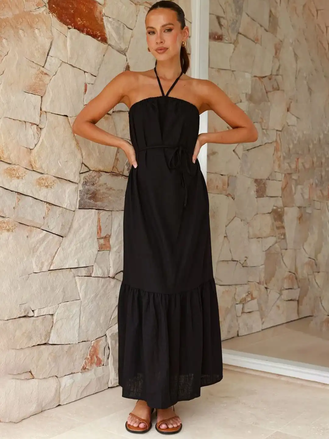 Buy Marie Claire Women Halter Neck A-Line Midi Dress - Dresses for
